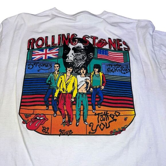 Rolling Stones 1981 Tour Shirt Size Large White Reprint Colorful - Picture 3 of 7